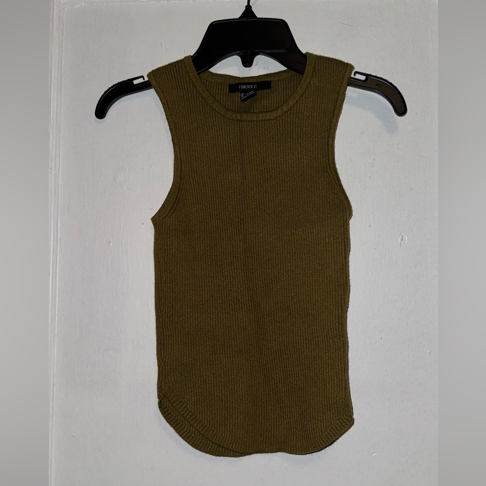 Olive Green Sleeveless Knit Top